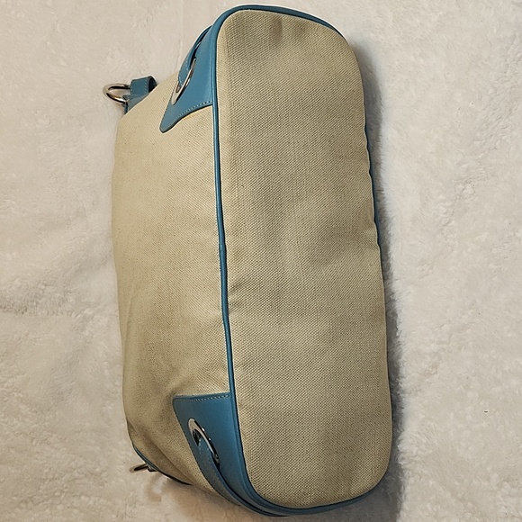 Bally Blue and Cream Canvas/ Leather Hobo Shoulder Bag - Picture 11 of 16